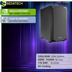 Sedatech Workstation Silent • Intel i5-10600KF • RTX4060 • 32Go RAM • 1To SSD M.2 • sans OS