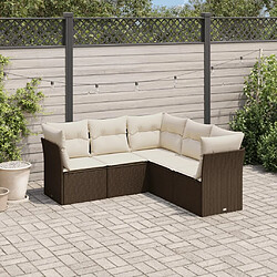 Maison Chic Salon de jardin avec coussins 5 pcs, Ensemble Tables et chaises de jardin,, Ensemble Tables et chaises de jardin, marron résine tressée -GKD590439