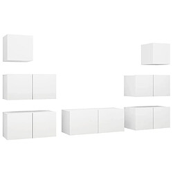 Maison Chic Ensemble de meubles TV 7 pcs | Banc TV Moderne pour salon | Meuble de Rangement - Blanc Aggloméré -MN20399