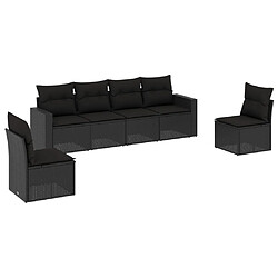 vidaXL Salon de jardin 6 pcs avec coussins noir résine tressée