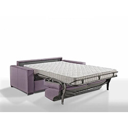 Inside 75 Canapé convertible 2-3 places EXCELLENCE 120 cm sommier lattes matelas MEMORY 18 cm inclus velours lila