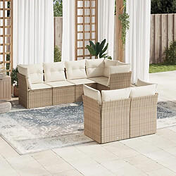 vidaXL Salon de jardin avec coussins 7 pcs beige résine tressée 