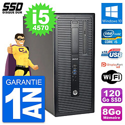 PC Tour HP EliteDesk 800 G1 Intel Core i5-4570 RAM 8Go SSD 120Go Windows 10 Wifi - Occasion