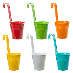 BESTA Ensemble de 6 jardinières suspendues colorées colorées fleur balcon pot de fleur couleur seau suspendu en métal pot suspendu seau en métal personnalité créative grand pot de fleur 