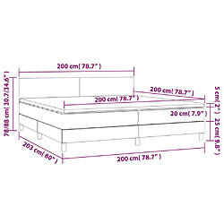 vidaXL Sommier à lattes de lit et matelas et LED Bleu 200x200 cm Tissu pas cher