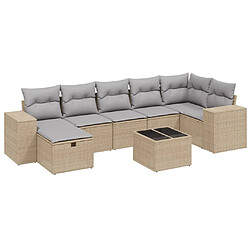 vidaXL Salon de jardin avec coussins 8pcs mélange beige résine tressée