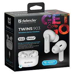 Écouteurs in Ear Bluetooth Defender TWINS 903 Blanc Multicouleur pas cher