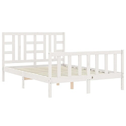 Maison Chic Cadre/structure de lit avec tête de lit pour adulte - Lit Moderne Chambre blanc King Size bois massif -MN97973 pas cher