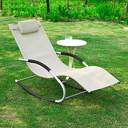 SoBuy OGS28-MI Fauteuil à bascule Transat de jardin Bain de soleil Rocking Chair - Crème