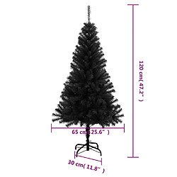 vidaXL Sapin de Noël artificiel avec support noir 120 cm PVC pas cher