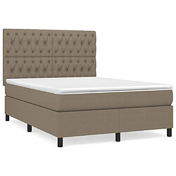 vidaXL Sommier à lattes de lit avec matelas Taupe 140x190 cm Tissu