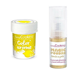 Scrapcooking Colorant alimentaire jaune arôme citron + Poudre alimentaire irisée dorée 