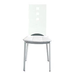 Inside 75 Lot de 2 chaises design LUXOR WHITE pieds métal dossier plexiglass assise microfibre blanc