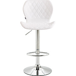 Decoshop26 Lot de 2 tabourets de bar avec coutures décoratives en forme de losanges en PVC blanc et métal chromé 10_0004102