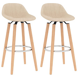 vidaXL Tabourets de bar lot de 2 crème tissu