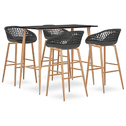 vidaXL Ensemble de bar 5 pcs Noir et gris 