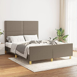 Maison Chic Cadre/structure de lit avec tête de lit pour adulte - Lit Moderne Chambre Taupe 140x190 cm Tissu -MN40479