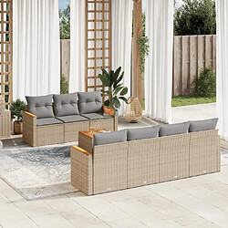 vidaXL Salon de jardin avec coussins 8 pcs beige résine tressée