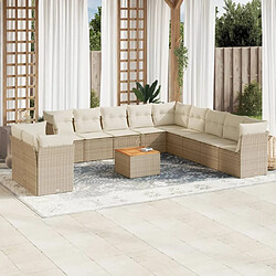 Maison Chic Salon de jardin avec coussins 12 pcs, Ensemble Tables et chaises de jardin, beige résine tressée -GKD254510