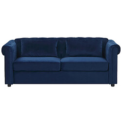 Beliani Canapé-lit CHESTERFIELD Bleu Velours