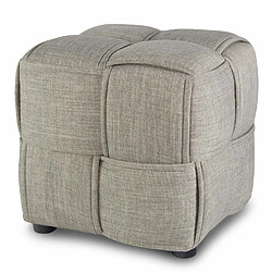 Decoshop26 Banc tabouret repose-pieds cube siège en tissu tressé gris rembourré BAN06006