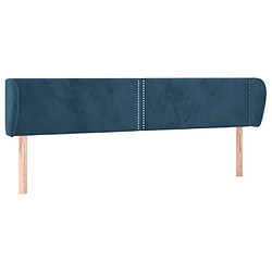 Maison Chic Tête de lit scandinave avec oreilles,meuble de chambre Bleu foncé 183x23x78/88 cm Velours -MN44927