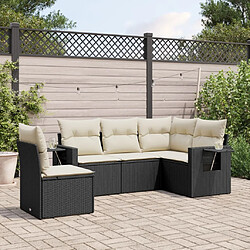 vidaXL Salon de jardin 5 pcs avec coussins noir résine tressée