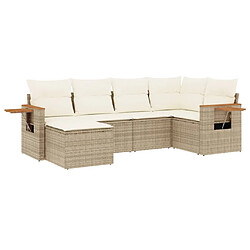 vidaXL Salon de jardin avec coussins 6 pcs beige résine tressée