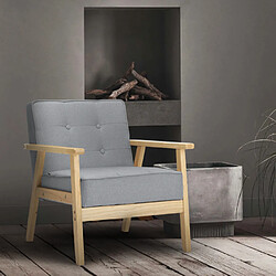 Ahd Amazing Home Design Fauteuil en bois au design scandinave vintage avec accoudoirs Hage, Couleur: Gris