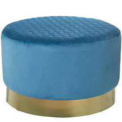 Pouf Alexandra House Living Bleu Doré Velours Bois 8 x 35 x 55 cm