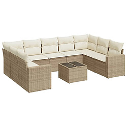 Maison Chic Salon de jardin avec coussins 10 pcs | Ensemble de Table et chaises | Mobilier d'Extérieur beige résine tressée -GKD48819