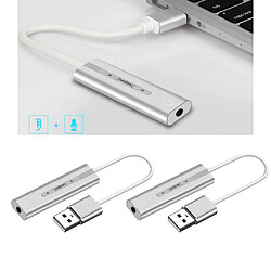Adaptateur De Carte Son Stéréo Externe USB En Alliage D'aluminium 2 Pièces Pour Casque