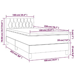 vidaXL Sommier à lattes de lit et matelas et LED Gris foncé 100x200 cm pas cher