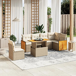 vidaXL Salon de jardin avec coussins 7 pcs beige résine tressée