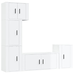 Maison Chic Ensemble de meubles TV 5 pcs pour salon - Blanc brillant Bois d'ingénierie -MN41702