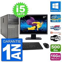 PC Tour Dell 7010 Ecran 27" Intel i5-3470 RAM 16Go Disque 500Go Windows 10 Wifi · Occasion 