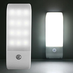 Universal Lumière à capteur infrarouge pour corps humain léger de nuit avec LED rechargeable 1W Lumière à couloir d'armoire à LED intelligente (lumière blanche)