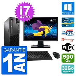 PC Lenovo M93p SFF Ecran 27" Intel i7-4770 RAM 32Go Disque 500Go Windows 10 Wifi - Occasion