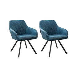 Beliani Chaise de salle à manger Set de 2 Tissu Bleu azur MONEE