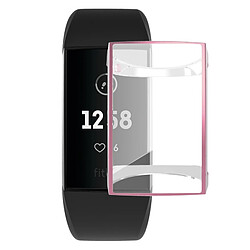 Wewoo Boîtier de montre Pour Fitbit Charge 3 Etui de protection TPU placage de couverture totale Rose