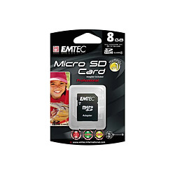 EMTEC MicroSDHC 8GB avec adaptateur (Class 4) - Blister