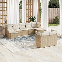 vidaXL Salon de jardin avec coussins 9 pcs beige résine tressée