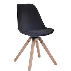 Decoshop26 Chaise de salle à manger x1 chaise visiteur assise pivotant à 360° en velours noir piètement en bois carré clair 10_0002146