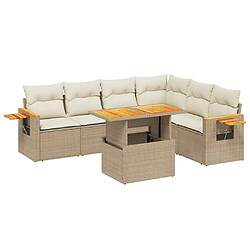 vidaXL Salon de jardin avec coussins 7 pcs beige résine tressée