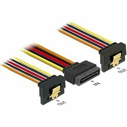 Delock Kabel SATA 15 Pin Strom Stecker mit Einrastfunktion &gt; 2 x SATA 15 Pin Strom Buchse 15 cm (60145)