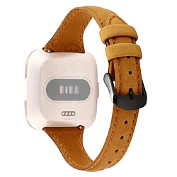 Wewoo Bracelet pour montre connectée Fitbit Versa razy Cheval Texture En Cuir Véritable Marron Clair 