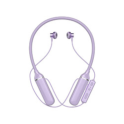 LUUCOZK Écouteurs sans fil A11 tour de cou longue durée compatible Bluetooth avec micro pour le sport-violet