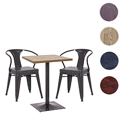 Mendler Set table de bistrot 2x chaise de salle à manger HWC-H10d, chaise table chaise de cuisine gastronomie MVG ~ noir-gris, table marron clair