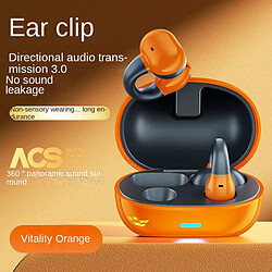 Casque Bluetooth 5.3 À Conduction Osseuse Écouteurs De Sport Avec Clip D'Oreille Sans Fil Avec Micro À Réduction De Bruit Orange