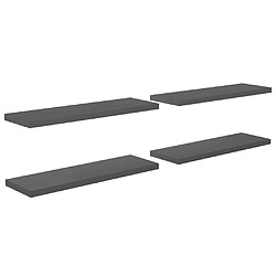 Maison Chic Lot de 4 Étagères murales,Étagère Rangement flottate gris brillant 120x23,5x3,8 cm -MN90211